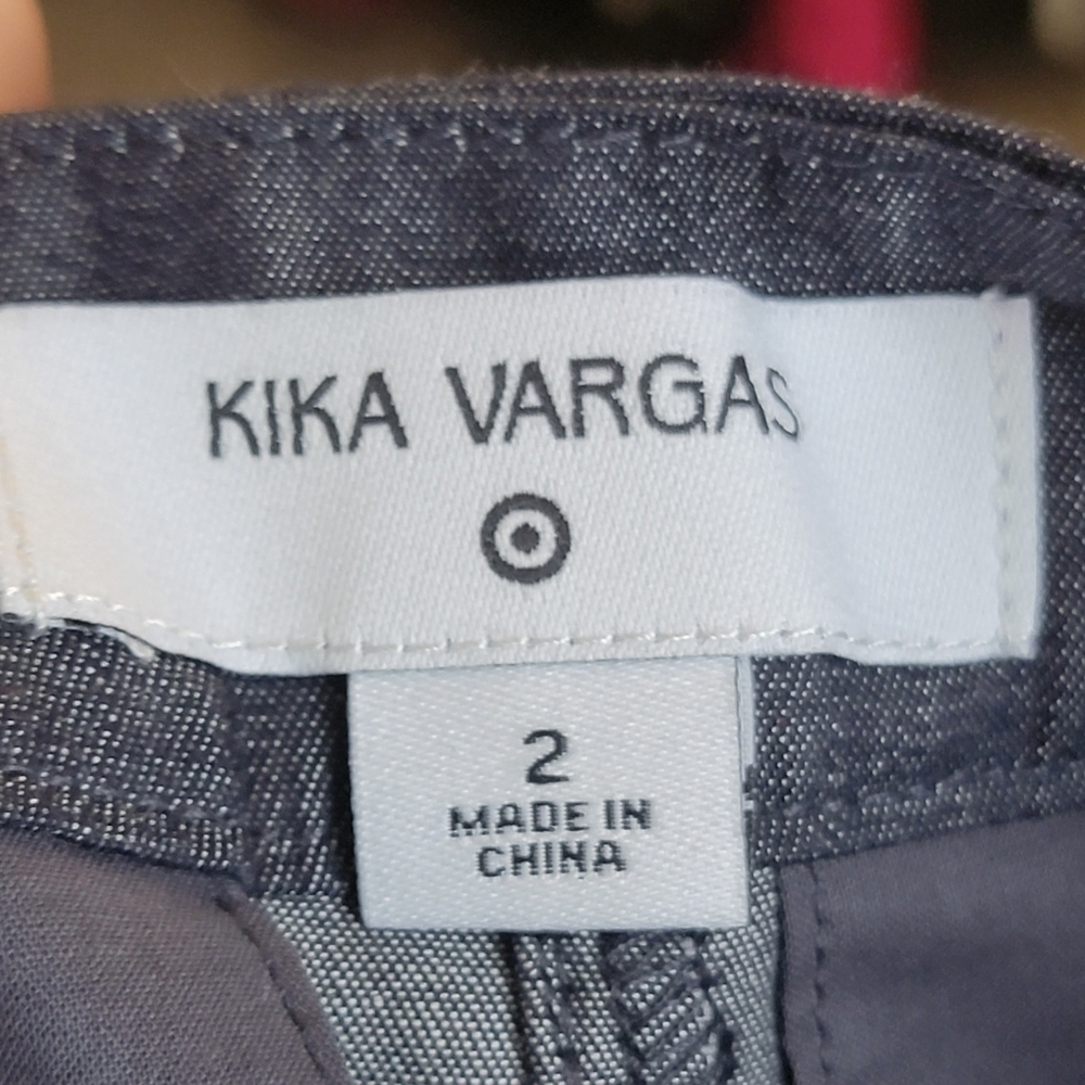 Kika Vargas×Target Wide leg Scallop edge pocket Cropped pants Indigo Blue Size 2 - Picture 11 of 14
